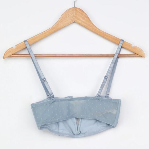 Light Blue Rain Free People Mesh Polka Dot Sierra Bandeau Bralette XS - Picture 6 of 10